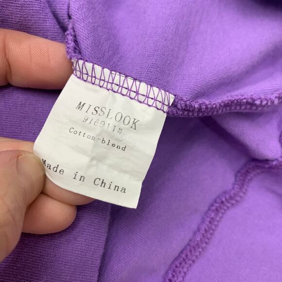 Misslook Womens Large Purple Long Sleeve Daisy Graphic Tee TShirt - Picture 7 of 9